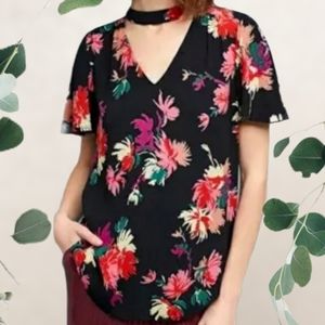 Anthropologie Maeve Bella Floral Choker Blouse L